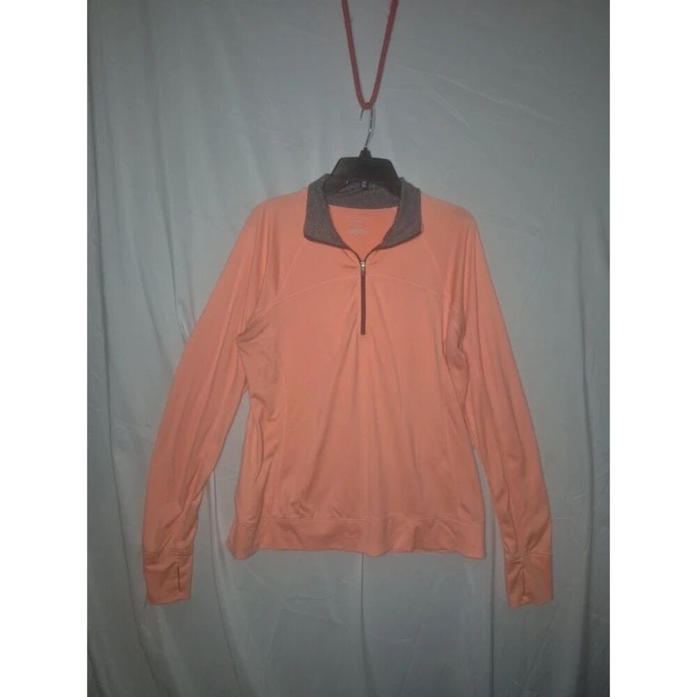 Tek Gear Women's Peach Coral DryTek Quarter-Zip Thumbhole Athletic Pullover